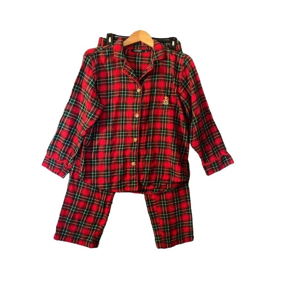 Lauren Ralph Lauren Red Plaid Flannel 2-Piece Pajama Set Sleepwear - Picture 7 of 13